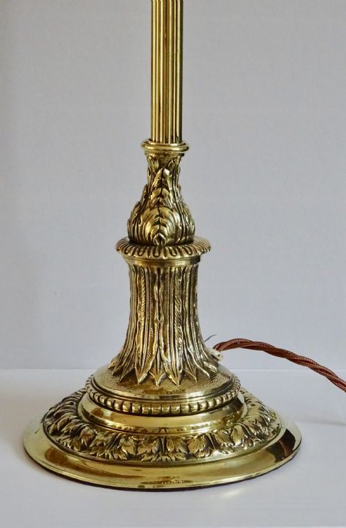 fig 1. A VICTORIAN BRASS LAMP WITH ORIGINAL WEIGHTED BASE