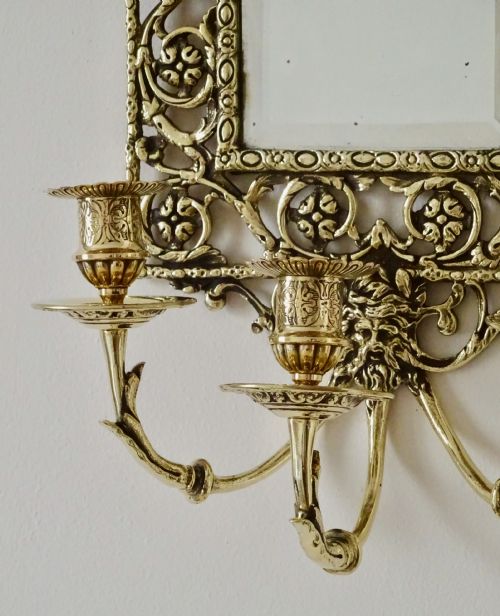 fig 1. PAIR BRASS GIRANDOLES WITH ORIGINAL MIRRORS