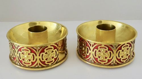 A Pair of Heavy Brass Church/religious Candlesticks