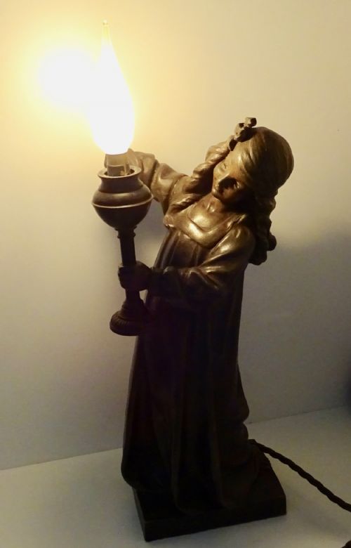 Spelter Lamp by a J Scotte