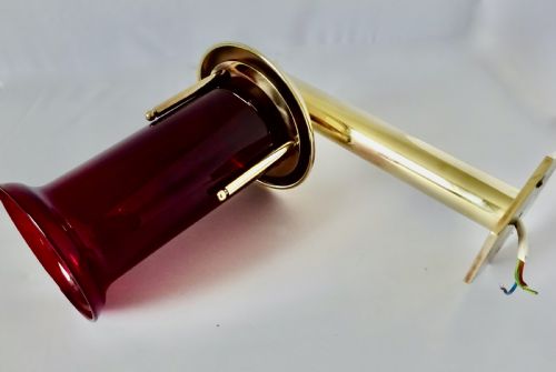 fig 1. BRASS WALL LIGHT WITH ORIGINAL CRANBERRY SHADE