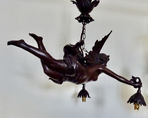 fig 1. LARGE SPELTER FLYING FAIRY LIGHT