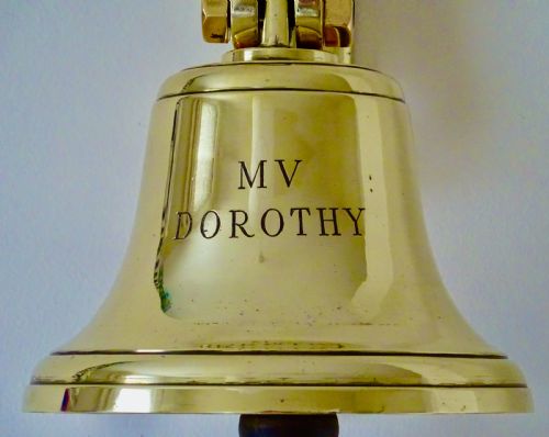 fig 1. WALL MOUNTED EDWARDIAN SHIP'S BELL 'M V DOROTHY'