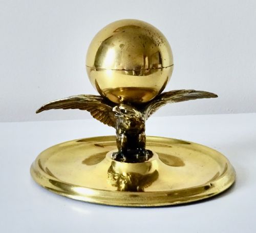Victorian Brass Eagle Inkwell