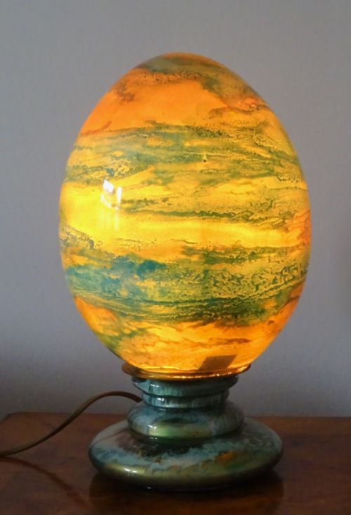A Large Glass Egg Shaped Signed Lamp