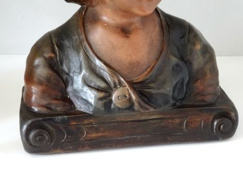 1930 PLASTER BUST MARKED 181 CF PARIS - ADDITIONAL PHOTO 6