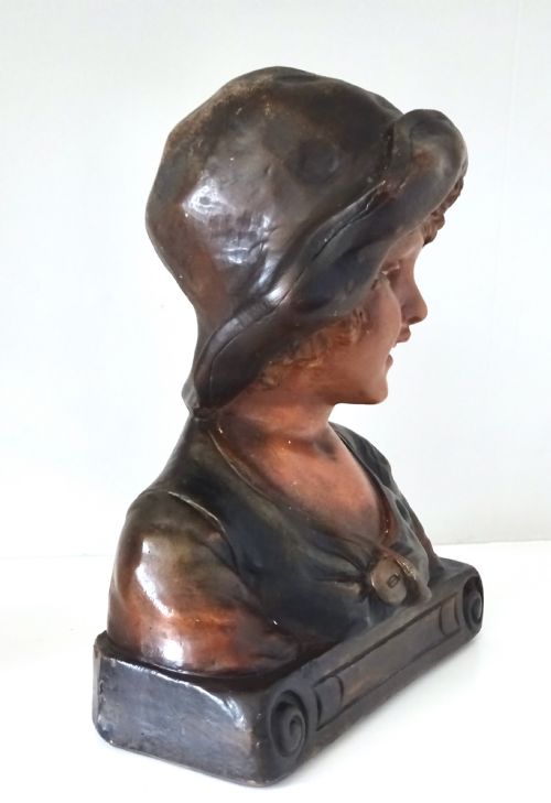 1930 PLASTER BUST MARKED 181 CF PARIS - ADDITIONAL PHOTO 1