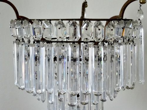 1910 FINE QUALITY CRYSTAL DROP CEILING LIGHT - ADDITIONAL PHOTO 4