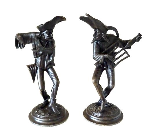 Pair Spelter Grotesque Candlesticks