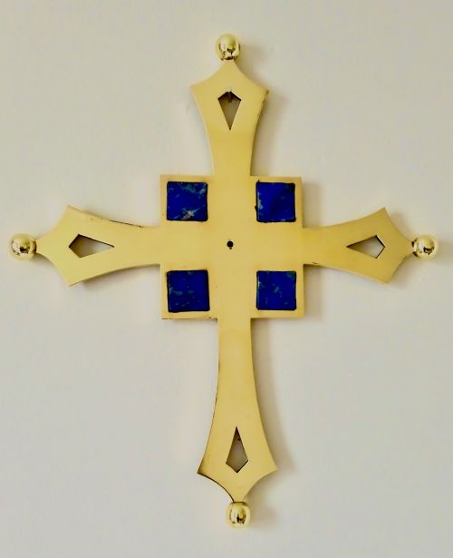 Large Bronze, Brass and Lapis Cross