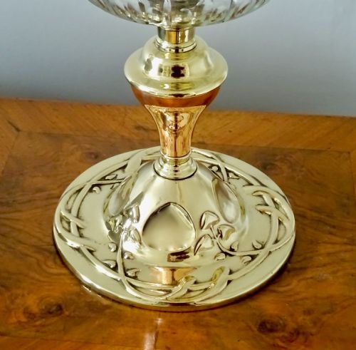 fig 1. A BRASS, COPPER AND GLASS OIL LAMP