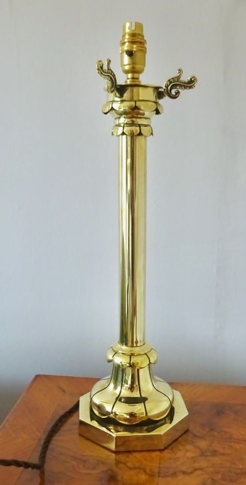 Tall Victorian Brass Table  Lamp