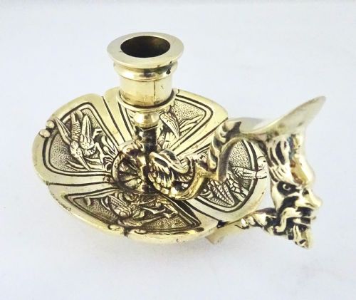 fig 1. BRASS CHAMBERSTICK DECORATED WITH BIRDS