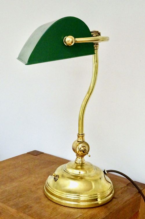 C1910-30 a Brass Desk Lamp with Original Shade
