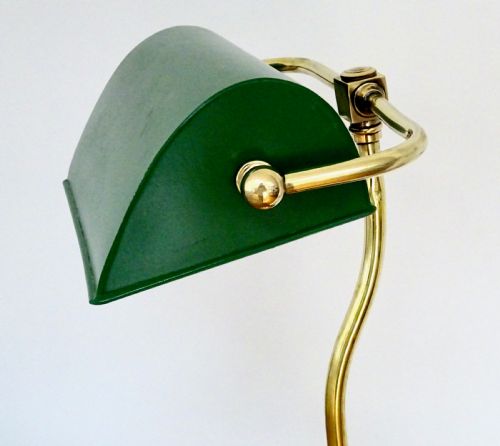 fig 1. C1910-30 A BRASS DESK LAMP WITH ORIGINAL SHADE