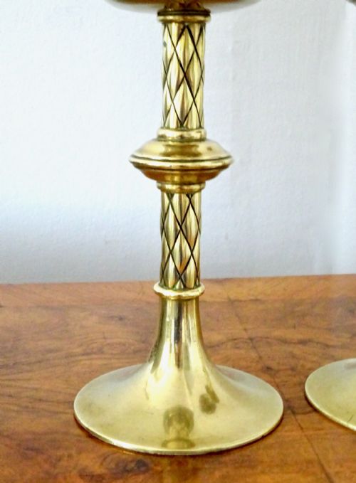 1880 PAIR OF ORNATE BRASS CANDLESTICKS - ADDITIONAL PHOTO 1