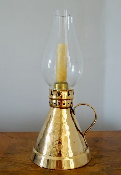 Handmade Bronze  Signed Candle Lamp
