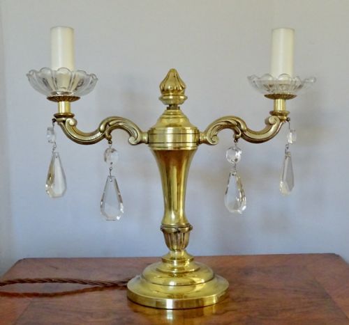 fig 1. PAIR DOUBLE ARM BRASS TABLE LAMPS