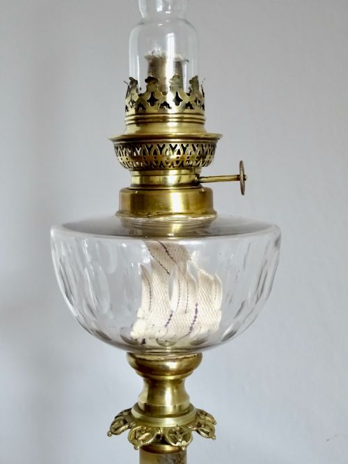 fig 1. FRENCH OIL LAMP WITH ORIGINAL CHIMNEY