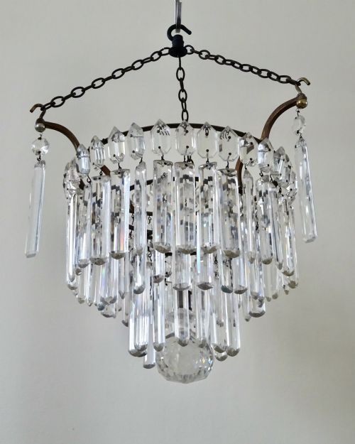 1910 FINE QUALITY CRYSTAL DROP CEILING LIGHT - ADDITIONAL PHOTO 5