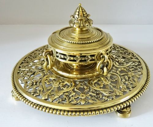 Large Victorian Ink Pot Holder