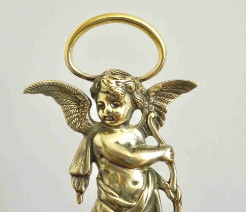 C1900 A TALL CHERUB BRASS DOORSTOP - ADDITIONAL PHOTO 4