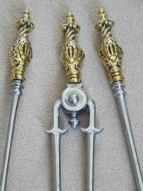 1880 STEEL AND BRASS FIRE IRONS