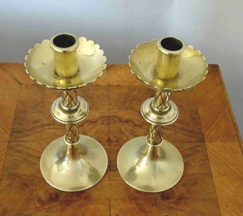1880 PAIR OF ORNATE BRASS CANDLESTICKS - ADDITIONAL PHOTO 2