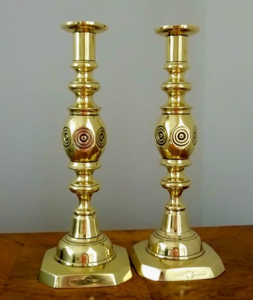 18801910 PAIR VICTORIAN 'GOOD LUCK' CANDLESTICKS - ADDITIONAL PHOTO 1