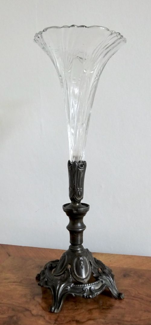 1900-1930  a Spelter and Glass Epergne