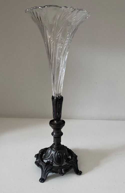 1900-1930  a Spelter and Glass Epergne