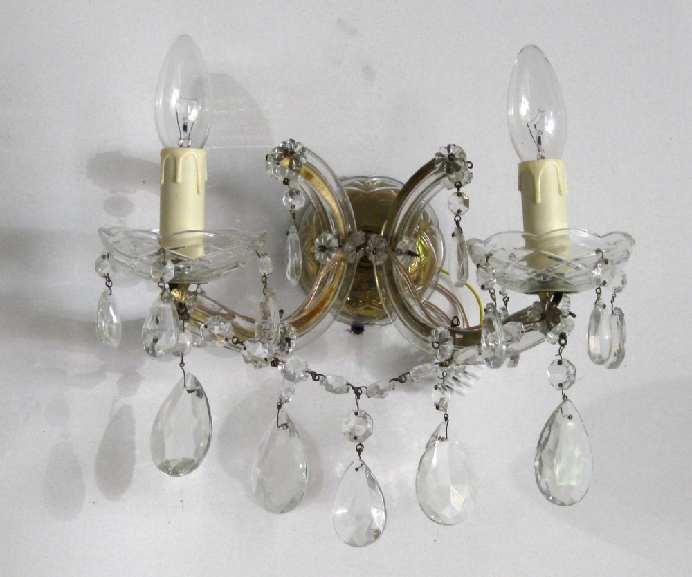 A PAIR OF GLASS MARIE THERESE WALL LIGHTS