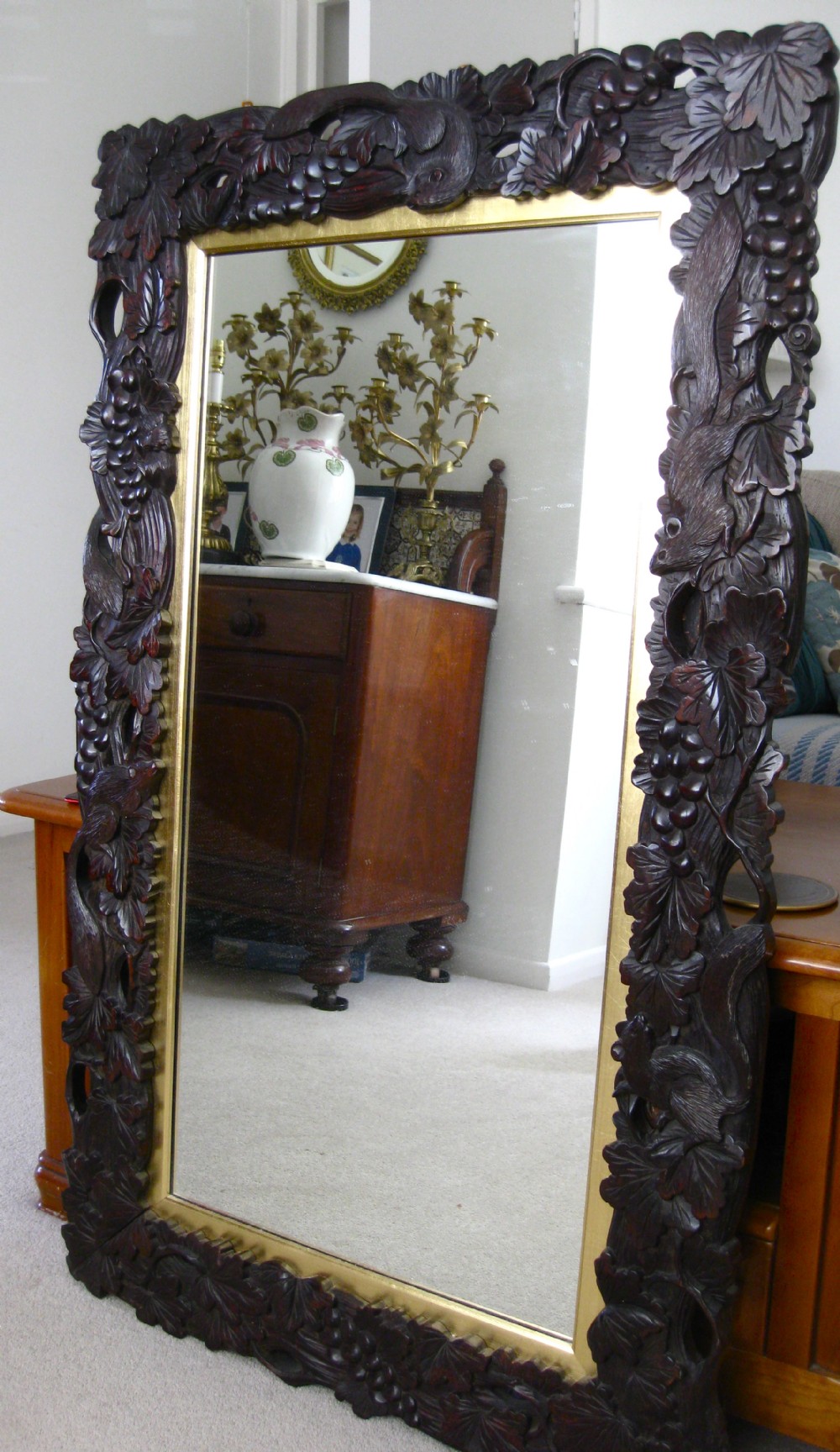 19thC  CARVED WOOD FRAMED MIRROR