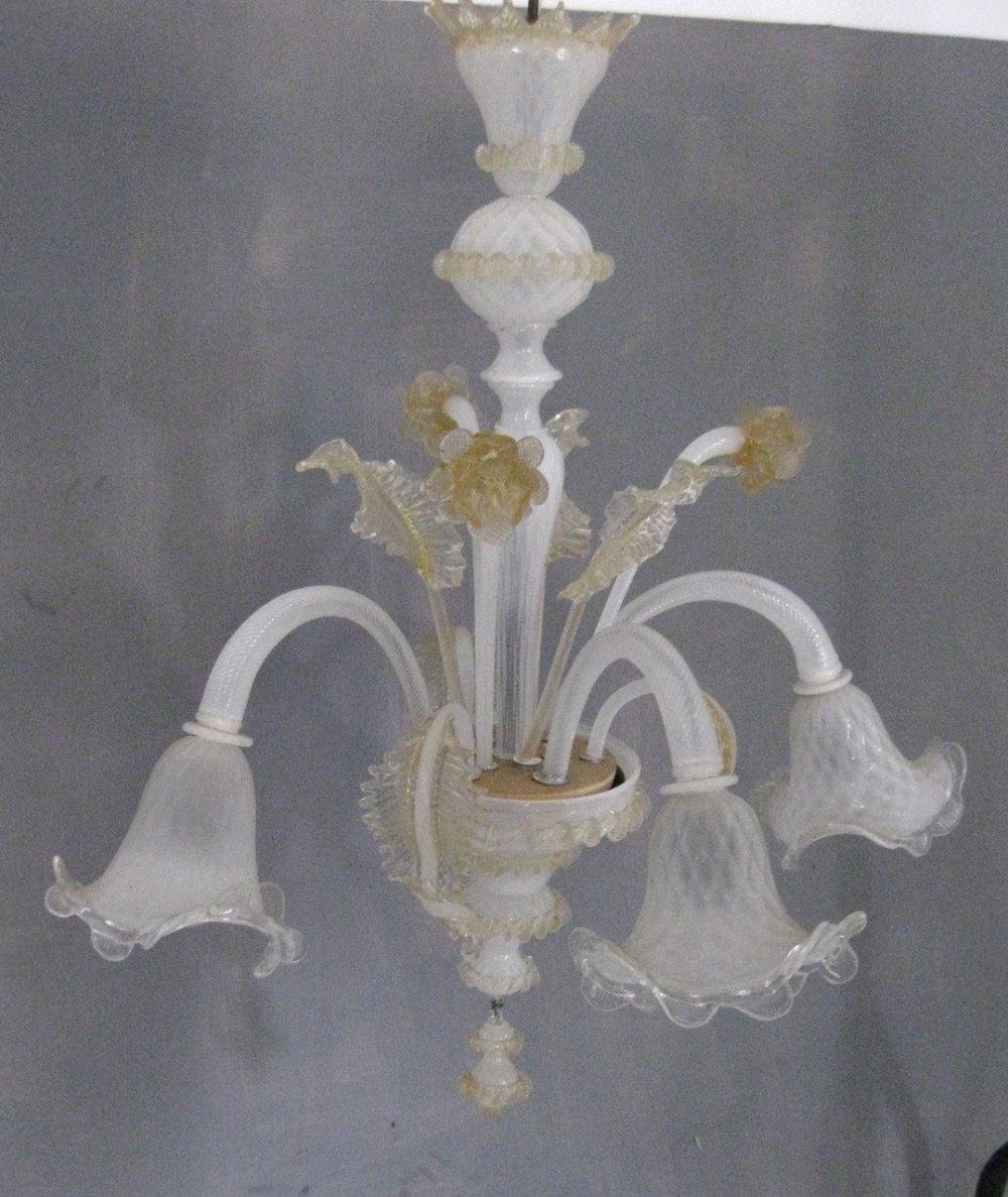AN ITALIAN GLASS FLOWER CHANDELIER