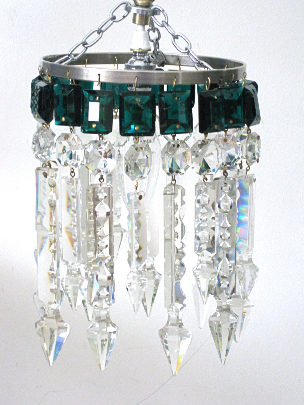 A PAIR OF CEILING LIGHTS WITH LUSTRES