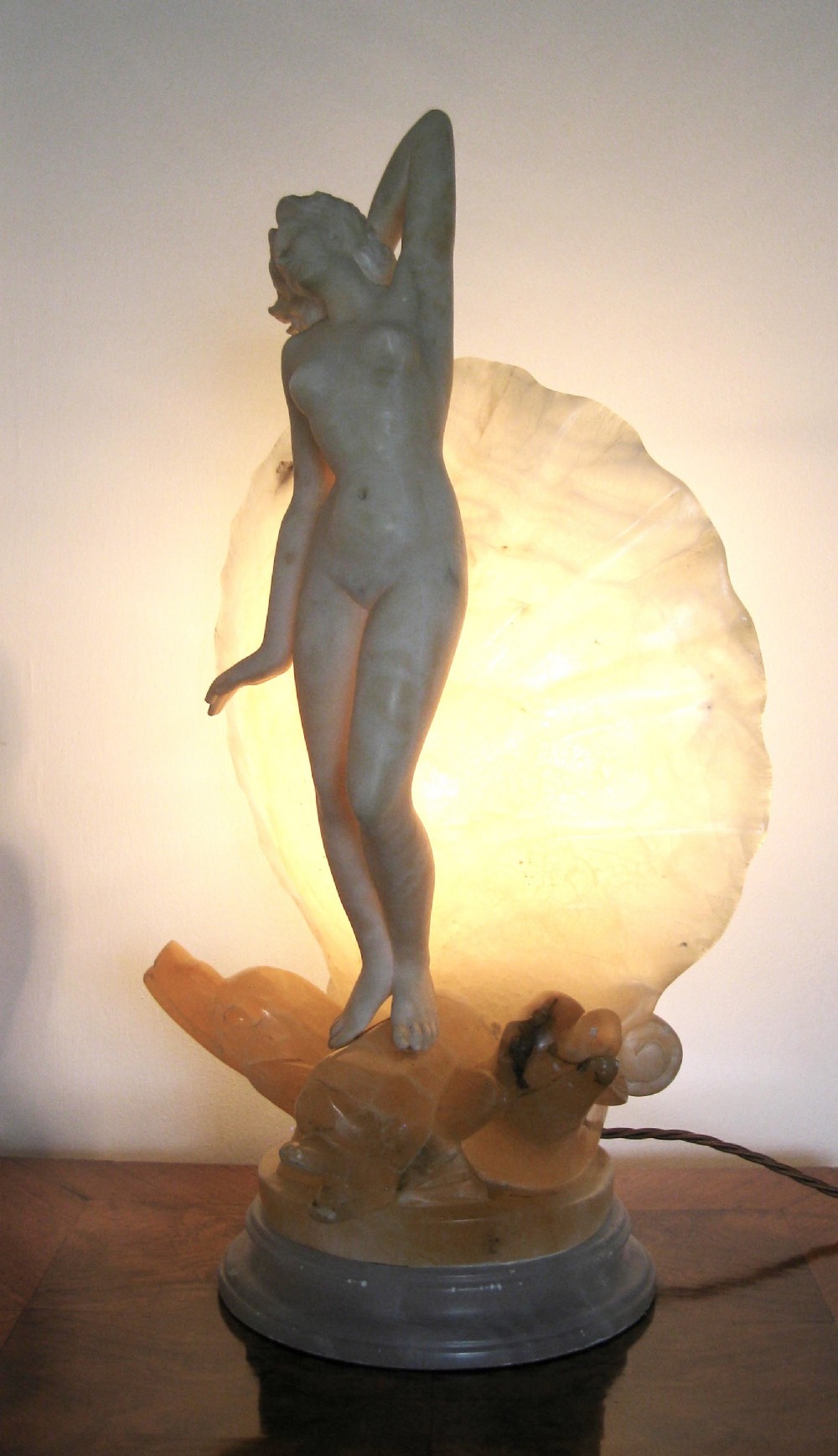 ART NOUVEAU MARBLE AND ALABASTER LAMP