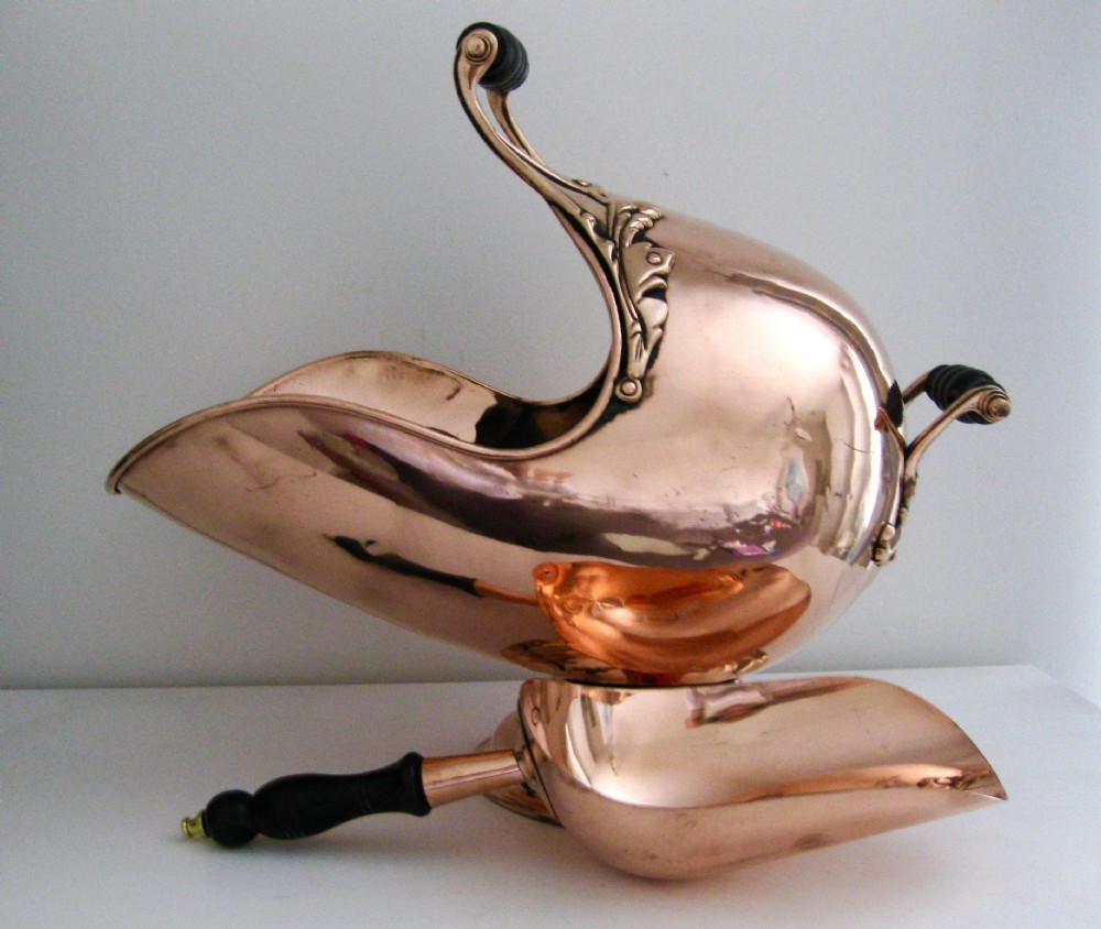 VICTORIAN COAL SCUTTLE AND SHOVEL