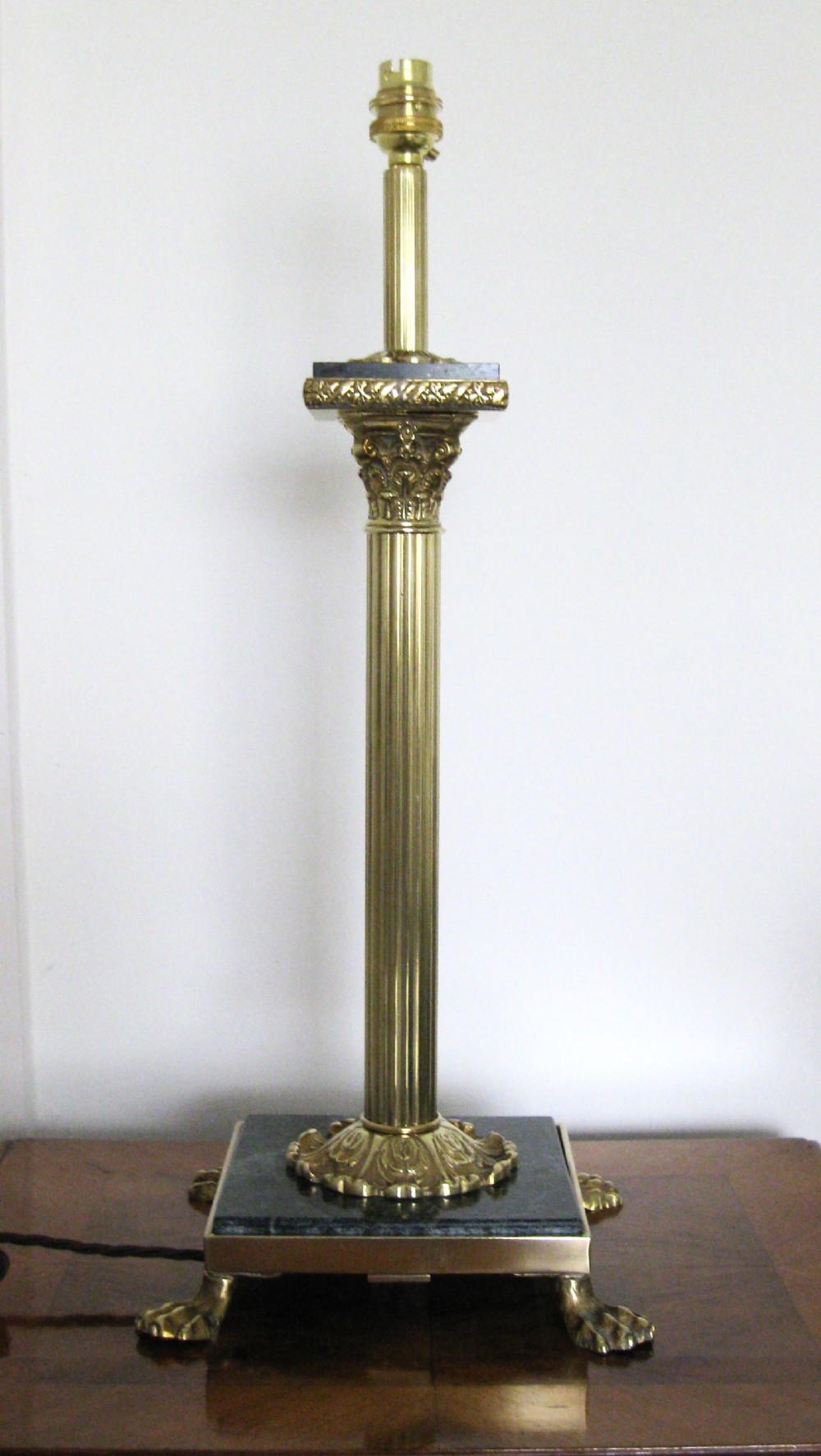 TALL BRASS AND GRANITE LAMP