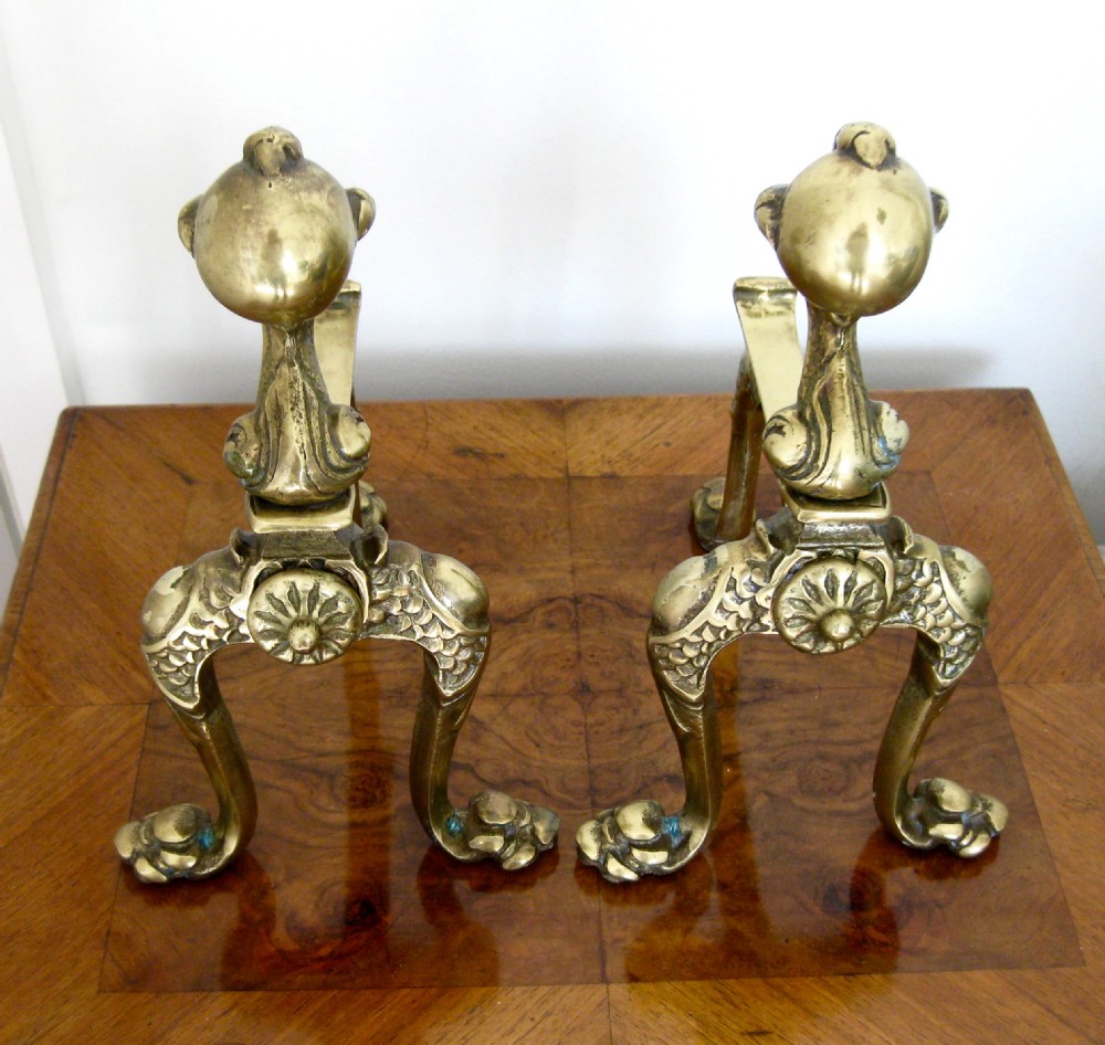 VICTORIAN BRASS FIRE DOGS