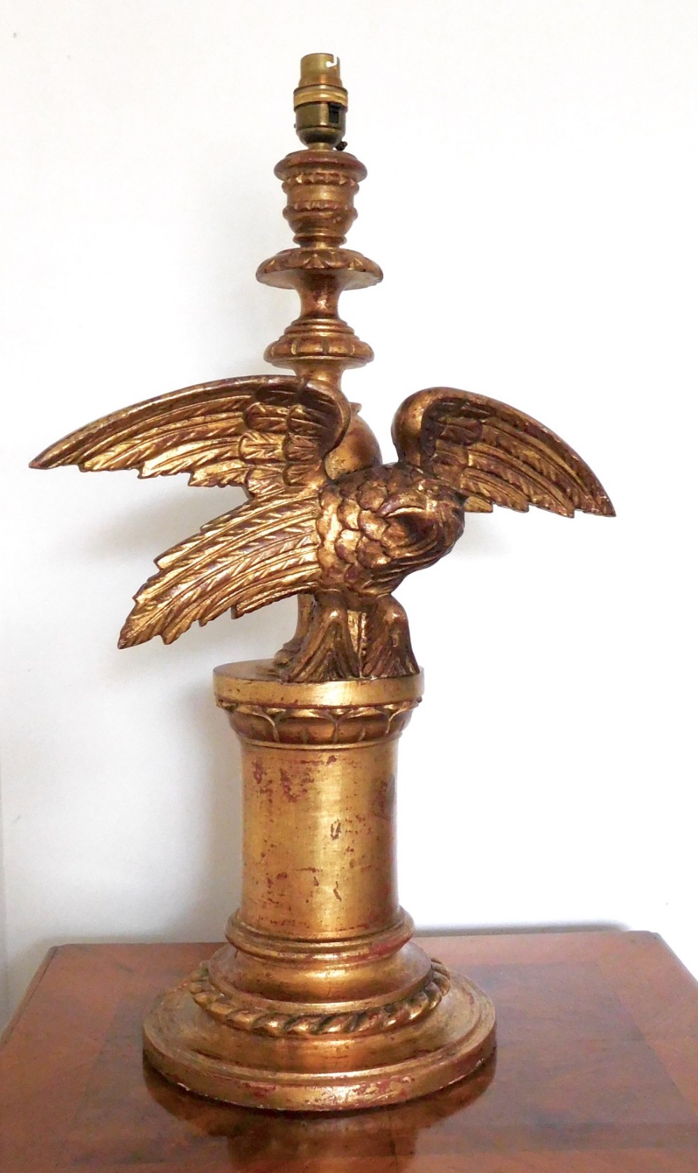 GILDED WOOD LAMP WITH AN EAGLE