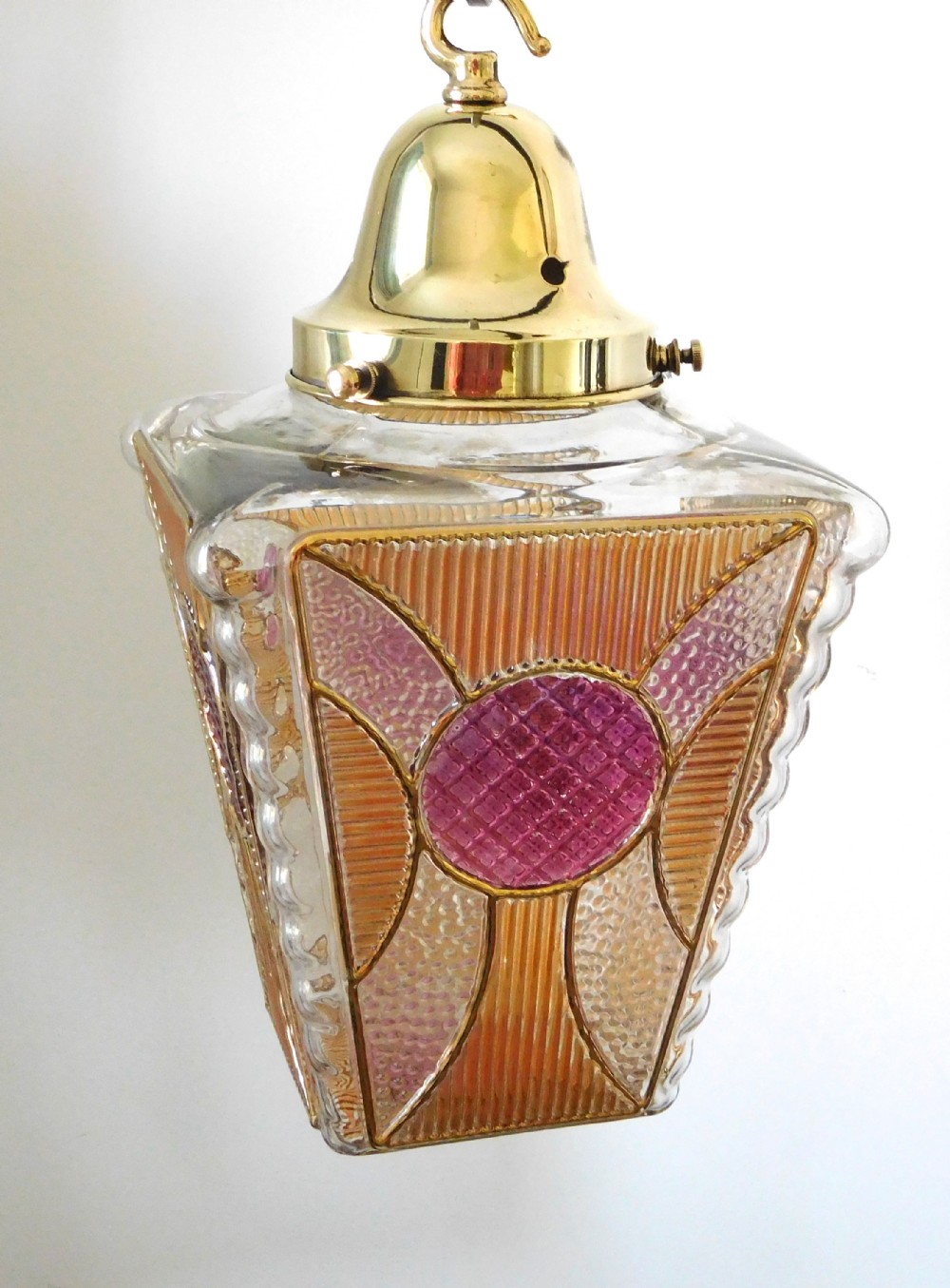 1930's  COLOURED GLASS CEILING LIGHT