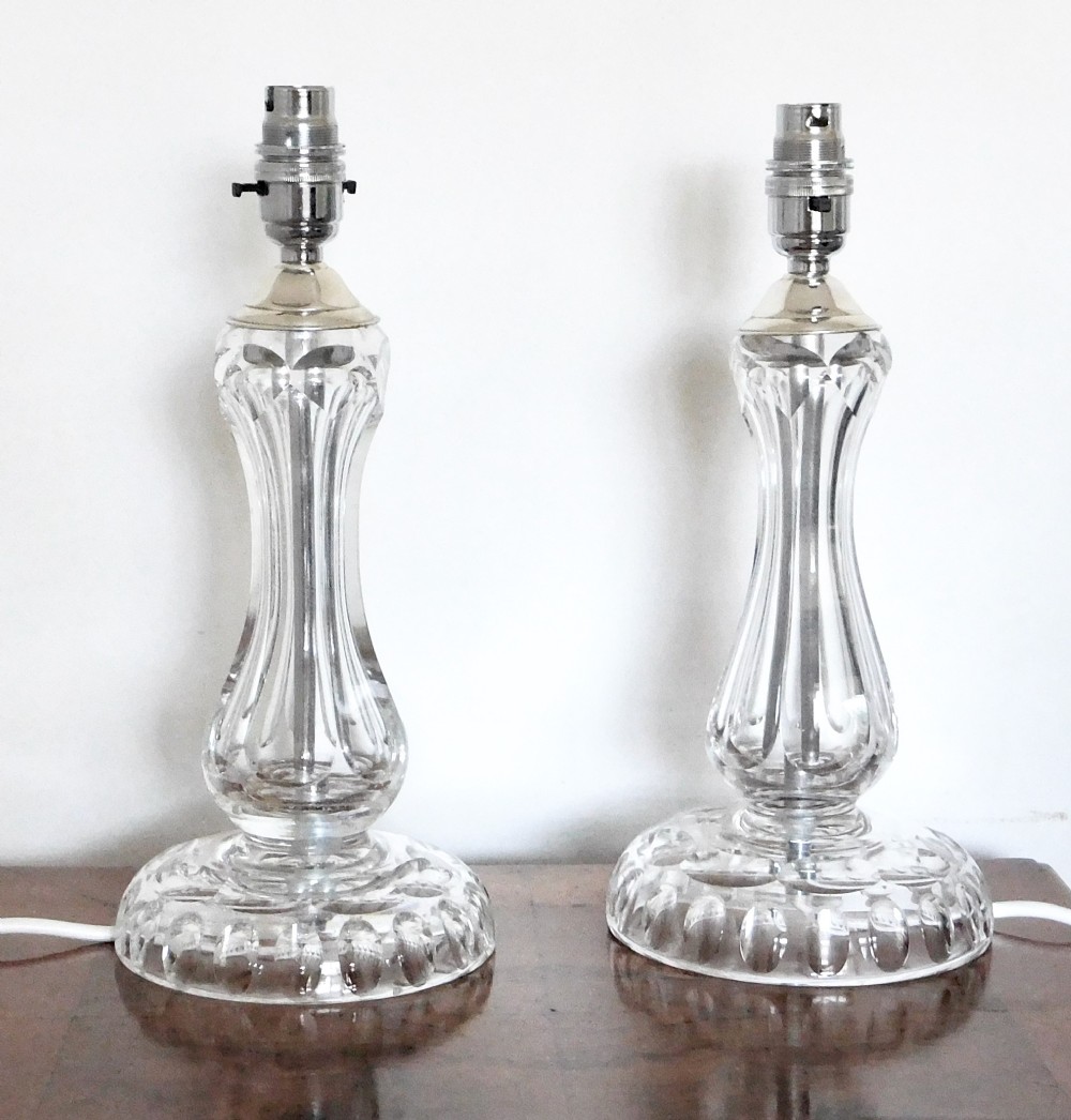 A PAIR OF ANTIQUE GLASS LAMPS