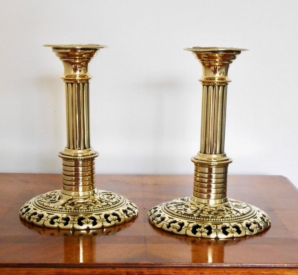 PAIR VICTORIAN BRASS CANDLESTICKS