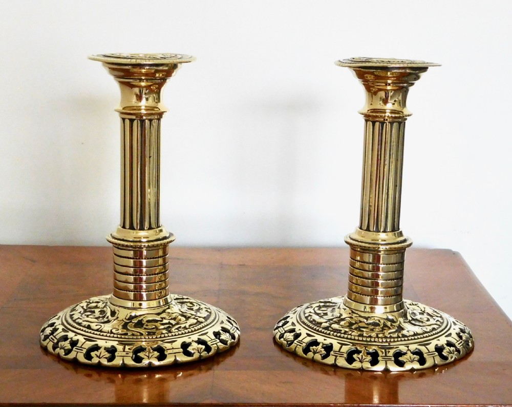 PAIR VICTORIAN BRASS CANDLESTICKS View IV