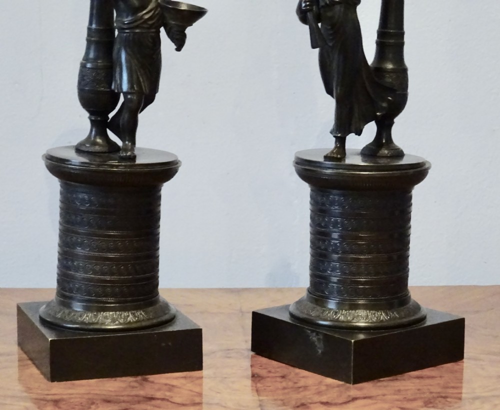 PAIR VICTORIAN BRONZE CANDLESTICKS View II
