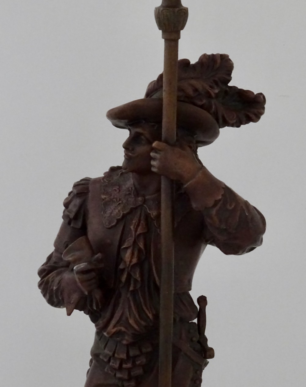 TALL SPELTER CAVALIER 'DON JUAN' LAMP View III