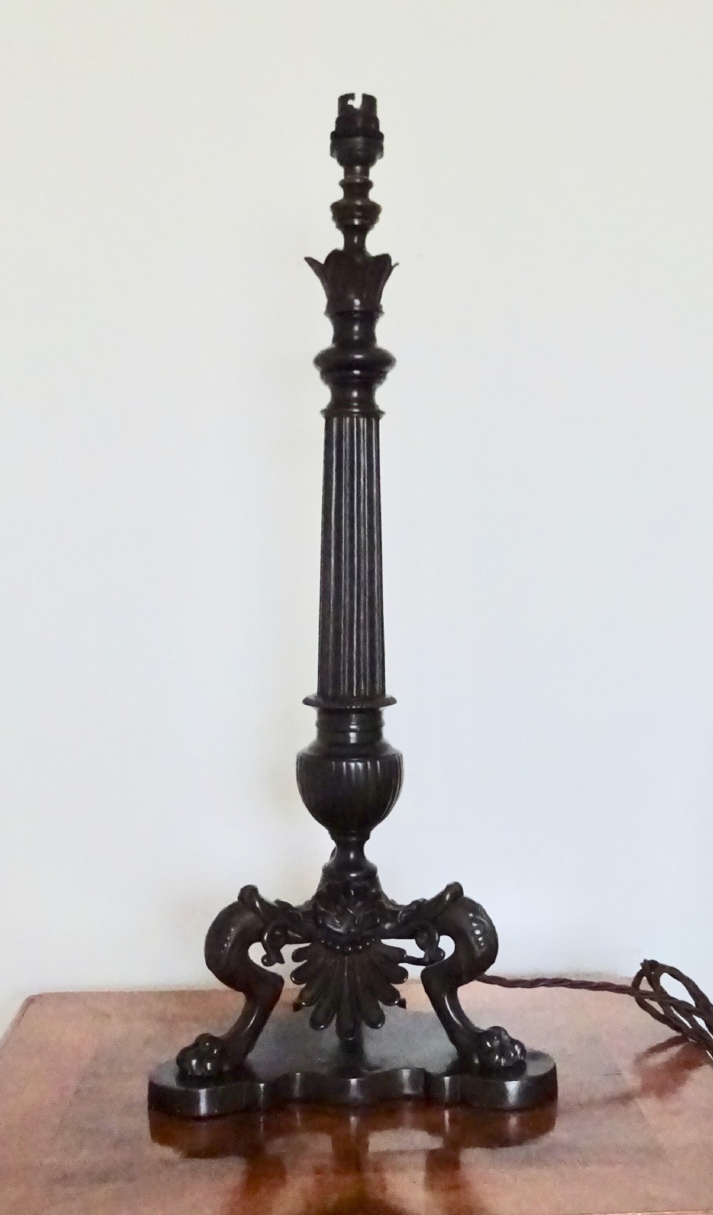 VICTORIAN BRONZE COLUMN LAMP