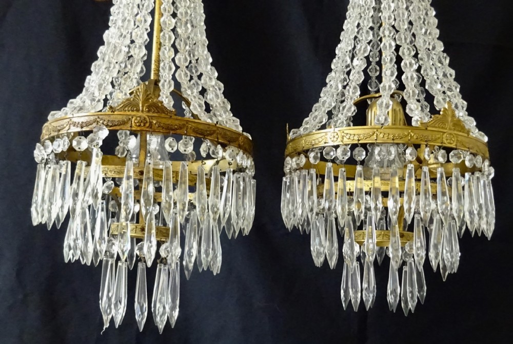  A PAIR (OR 2 X SINGLE) GLASS DROP CHANDELIERS  View II