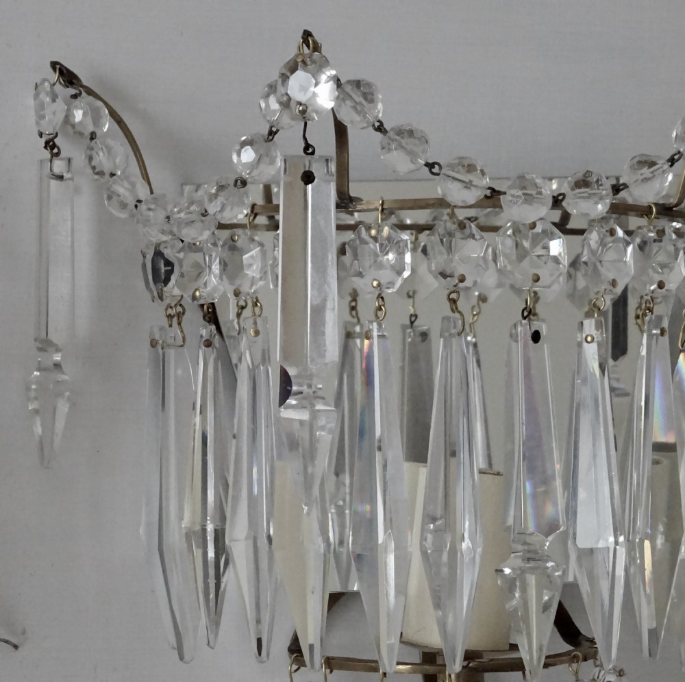 SET OF FOUR GLASS DROP, MIRROR BACKED WALL LIGHTS View VII