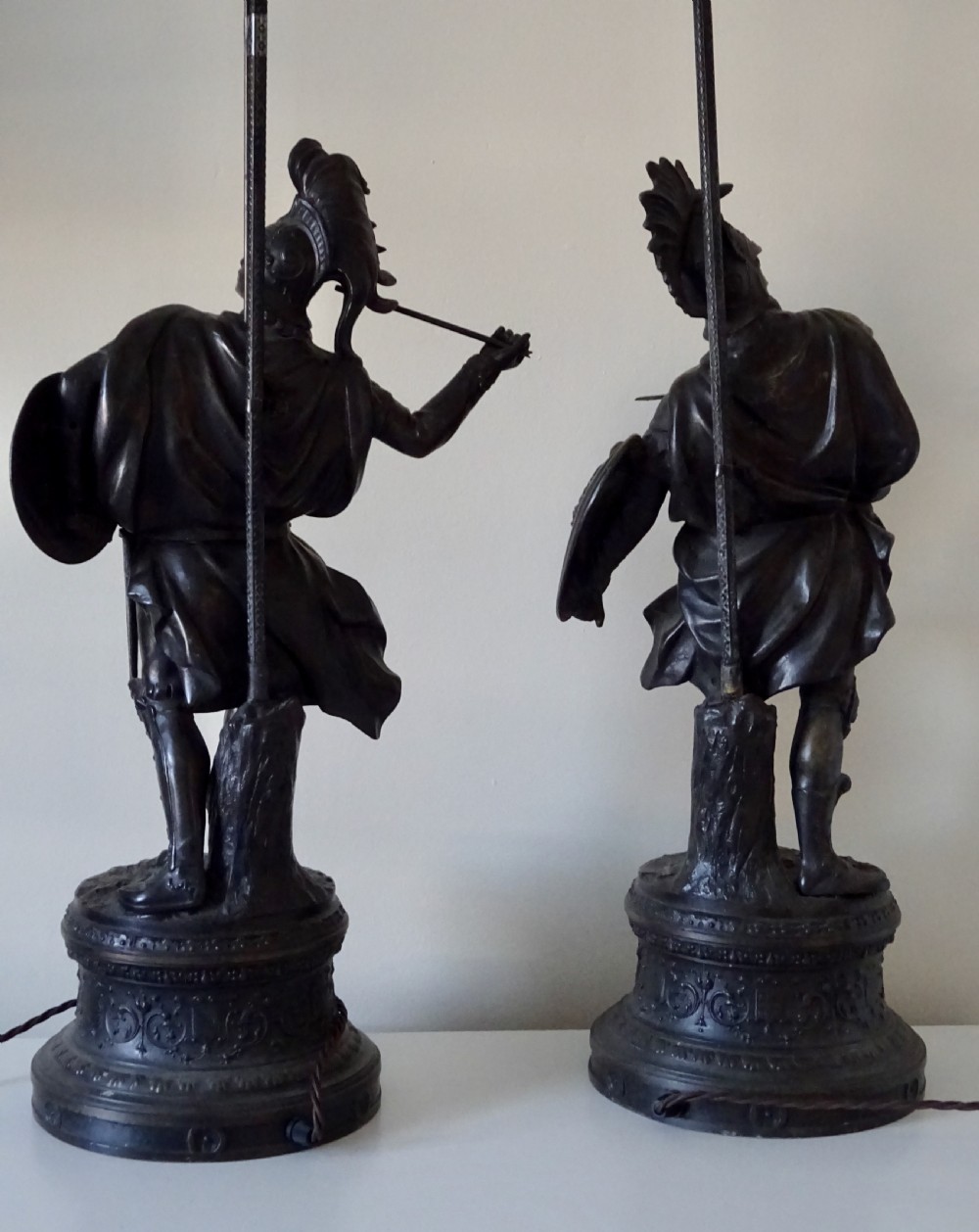PAIR LARGE SPELTER LAMPS View VI